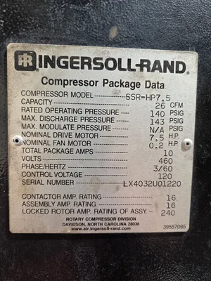 2001 INGERSOLL RAND SSR HP7.5 Air Compressors-Reciprocating | Asset Exchange Corporation (3)