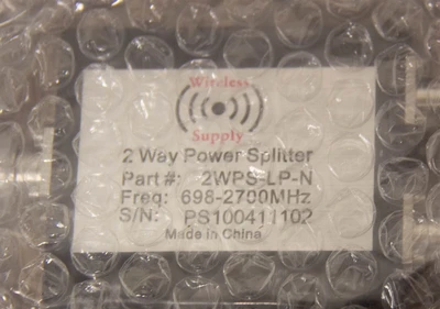 Wireless Supply 2WPS-LP-N 2 Way Power Splitter 698-2700 MHz Freq NEW (10127)R