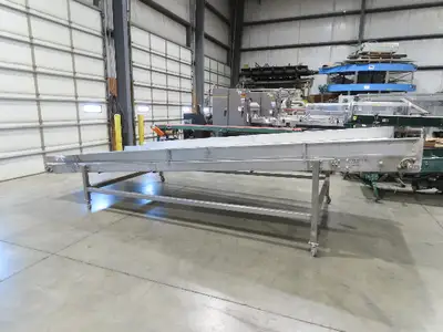 70"x 16' 9" Stainless Portable Incline Conveyor Mattop Belt Food Grade *No Drive