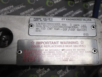 ITT Fabri-Valve FVC13300366200 3" Ported Slide Gate Valve Surplus