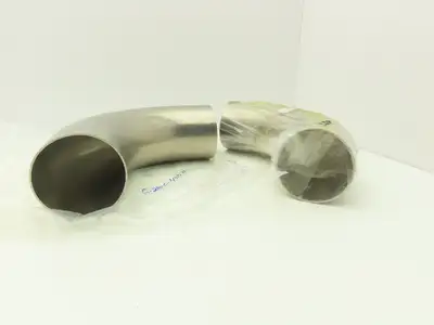 Pfeiffer 6-2WC-400H Vacuum Elbow 90 Deg Radius 4" W/ Extended Tangents Lot of 2