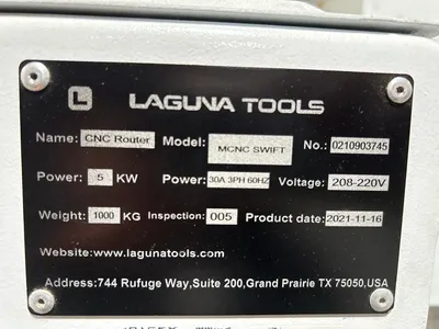 2021 LAGUNA MCNC SWIFT Routers | Machine Tool Emporium (14)