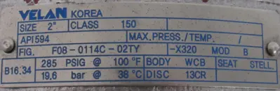 NEW VELAN F08-0114C-02TY CHECK VALVE 2" 7520-003 02TY/WCB F080114C02TY