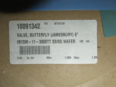Jamesbury 6"-150  Butterfly Valve with Pneumatic Actuator and Positioner
