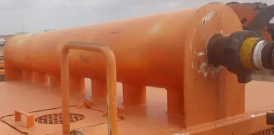 USED ROUND BOTTOM OPEN TOP 250 BBL FRAC TANK WITH GAS BUSTER