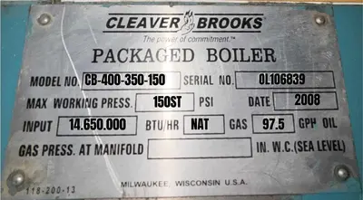 USED 2008 CLEAVER BROOKS CB-400-350-150