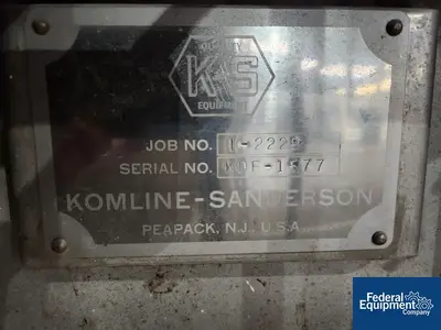 USED Komline Sanderson Komline-Sanderson Vacuum Drum Filter, S/S