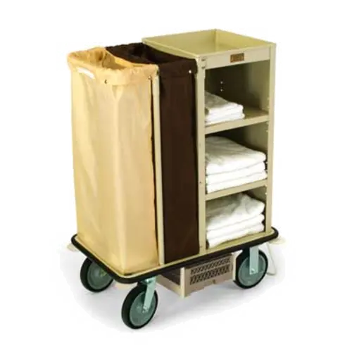 Forbes Industries Housekeeping Cart w/ (3) Shelves & Double Bag Handle - 18"L x 18"W x 36"H, Steel (2141)