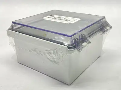 NEW BUD INDUSTRIES FIBERGLASS BOX CLEAR HINGED 4.59" X 4.59" X 3.11"