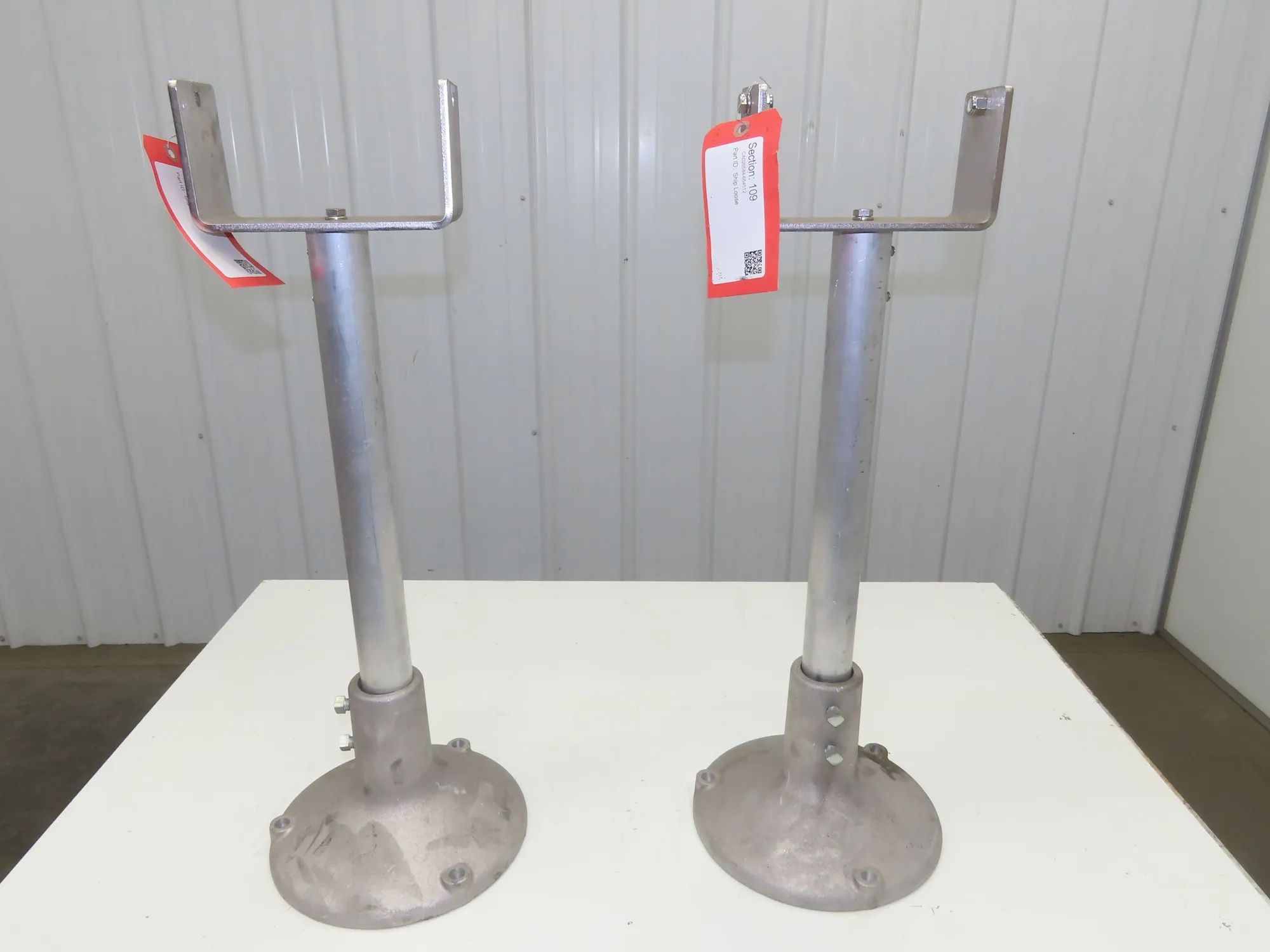 7" Tabletop Conveyor Aluminum Pedestal Round Pipe Leg Stand 24"-28"H Set of 2