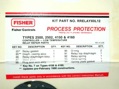 NEW FISHER RRELAYX0L12 RELAY REPAIR KIT