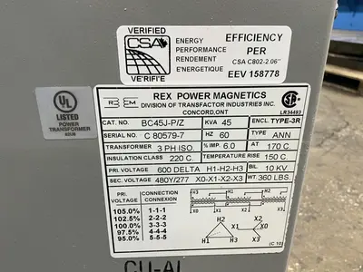 Used REX POWER MAGNETICS BC45JP/Z Distribution Transformers Ohio US | HGR 24 #1425344