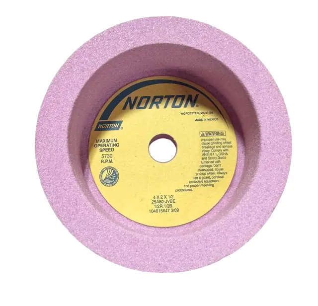 Norton 4" x 2" x 1/2" Surface Grinding Wheel 25A80-JVBE One Side Recessed
