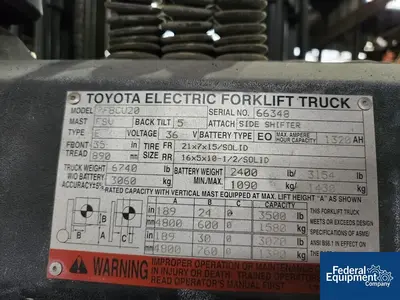 USED Toyota Toyota Electric Forklift, Model 7FBCU20