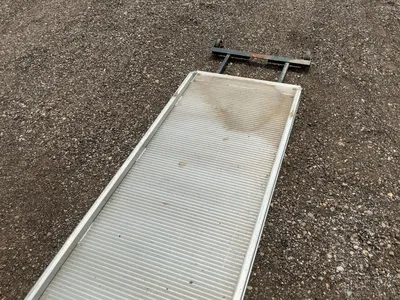 Used Aluminum Ramp for Box Truck, approx. 13’8” long x 26-1/4” wide, 24” wide between side, comes wi...