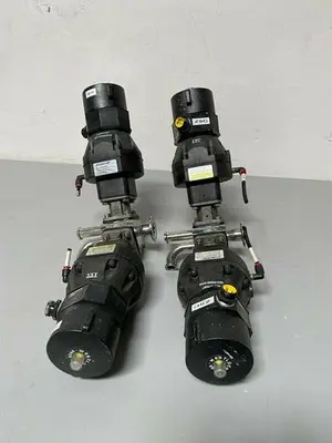 USED 2 ITT SHEROTEC STAINLESS STEEL DIAPHRAGM VALVES W/ POSITION MONITOR