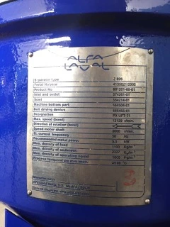 (4) Alfa-Laval S-826 fuel/lube oil purifiers, 316SS.