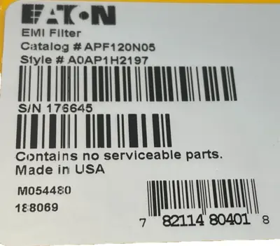NEW EATON APF120N05 AUTOMATION POWERLINE FILTER 120V 5A 50/60HZ 1POLE
