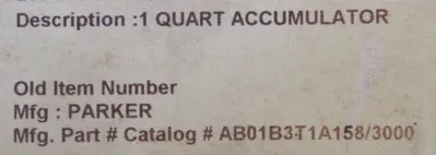 NEW PARKER AB01B3T1A158 ACCUMULATOR AB01B3T1A158/3000