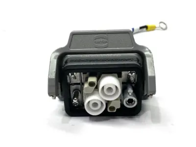 USED HARTING HAN HV MODULE W/ 09300060301 BULKHEAD MOUNT HOUSING