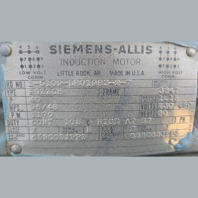 40HP Siemens Induction Motors
