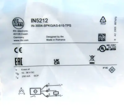 NEW IFM EFECTOR IN-3004-BPKG/AS-610-TPS SENSOR IN5212 IN3004BPKGAS610TPS