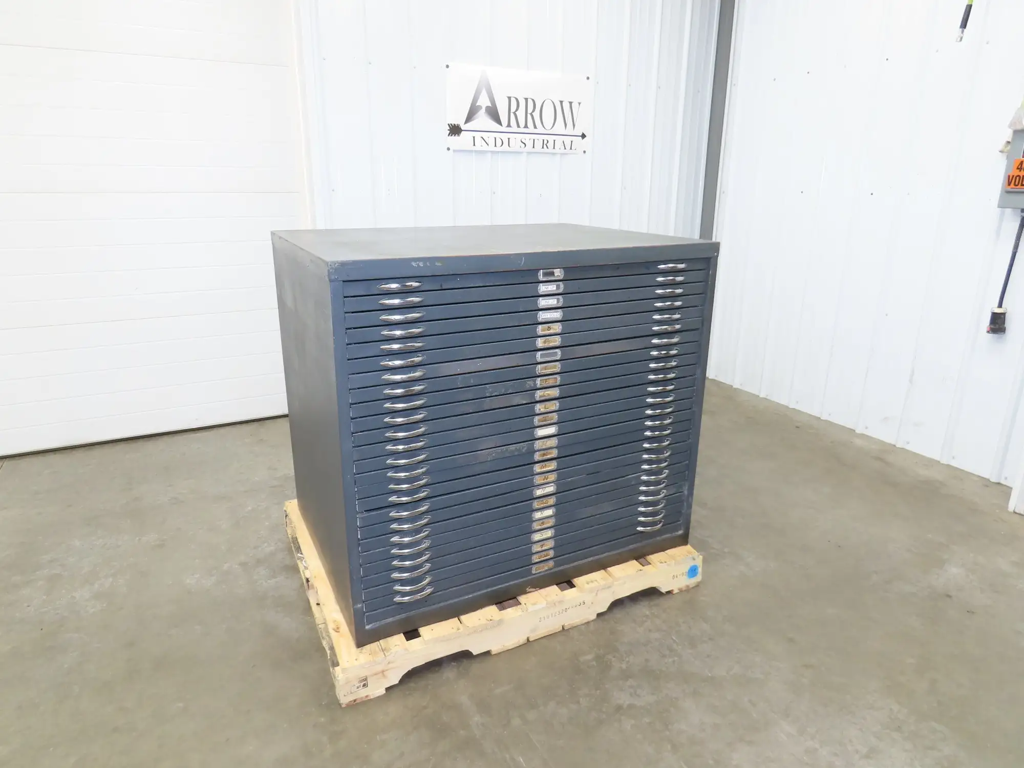 Vtg Blueprint File Metal Cabinet 41×30" ID 25 Drawers Map Draft Crafting