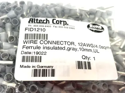 New | in-Stock Altech Single Insulated Wire Ferrule Crimp 12 AWG : 4 mm² 500-PACK Terminal Blocks Michigan US | Maverick Industrial Sales #1390904