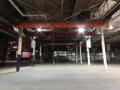 Cleveland Tramrail P&H 15 Ton Double Girder Underhung Bridge Crane 34' 10" Span