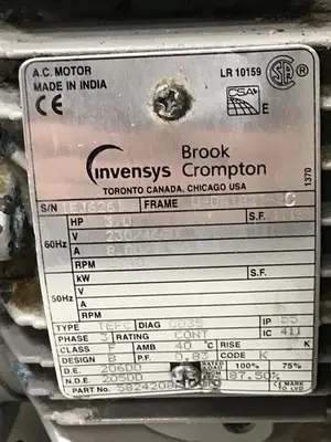 USED BROOK CROMPTON U-D-182T-SC