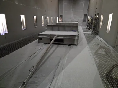Blast Room w/ (2) Schmidt Pots, Recirc System, Towable Cart, 48 Cell Cartridge Collector (