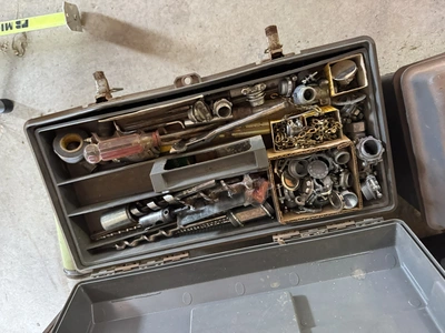 Lot of (4) tool boxes with assorted hand tools, includes electrical tooling, fittings, sockets, Alle...