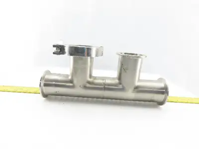 2" 4 Way Double Branch Stainless Steel Sanitary Tee