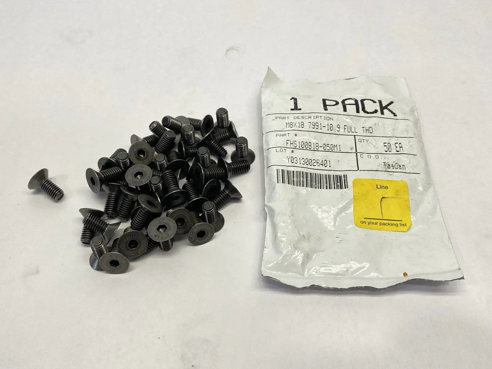 FHS100818-050M1 | Socket Flat Head Screw M8 x 18mm 7991-10.9 LOT OF 46 - New Other