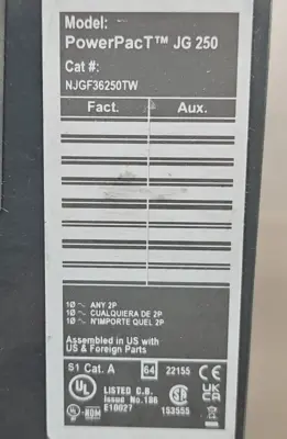Schneider Square D NJGF36250TW 250A Circuit Breaker (BIN641)