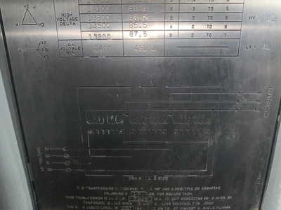 Westinghouse 2000/2240 KVA 13,800-2400Y/138 Oil Fille5d Transfor