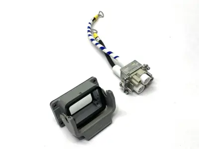 USED HARTING HAN HV MODULE W/ 09300060301 BULKHEAD MOUNT HOUSING