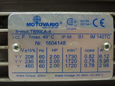 Used MOTOVARIO _UNKNOWN_ Motors (misc) Indiana US | Arrow Industrial #555315