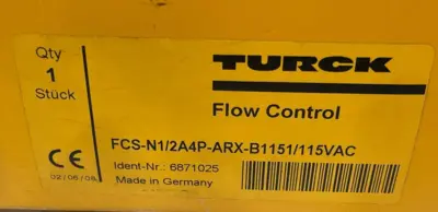 NEW TURCK FCS-N1/2A4P-ARX-B1151/115VAC FLOW MONITOR 6871025 FCSN12A4PARXB1151115
