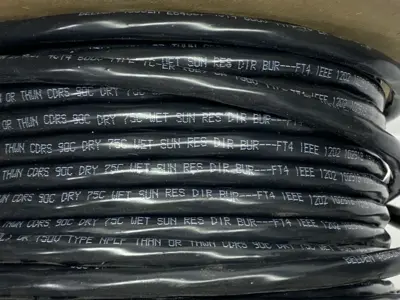 USED BELDEN TRAY & TC CABLE BLK PVC JKT 4-CONDUCTOR 14AWG 600V SPOOL OF 120'