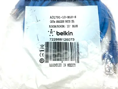A3L791-10-BLU-S | Belkin  Snagless Cat5 Patch Cable RJ45 to RJ45 10' Length Blue - New