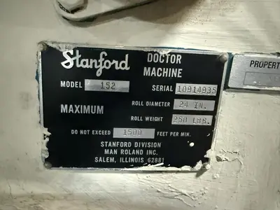 20" WIDE STANFORD MODEL 152 REVERSIBLE DOCTOR MACHINE
