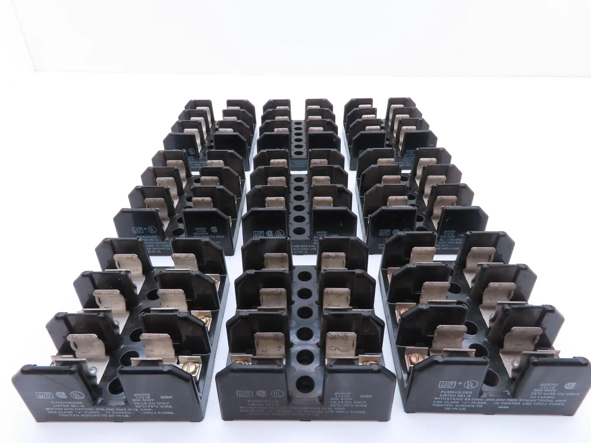 Bussmann J60030 11218 Fuse Block Panel Mount Class J 3 Pole 30A 600V Lot of 9