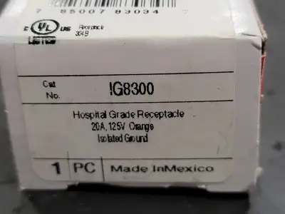 20A 125V Hospital Grade Receptacle Orange IG8300