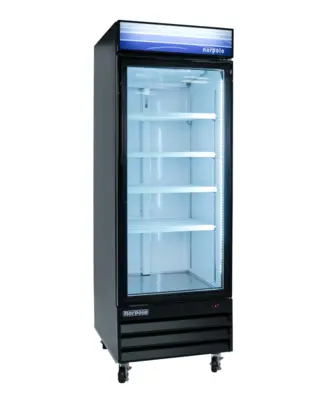 Magic Chef 28 IN. W 23 CU. FT. SINGLE SWING GLASS DOOR REFRIGERATOR IN BLACK