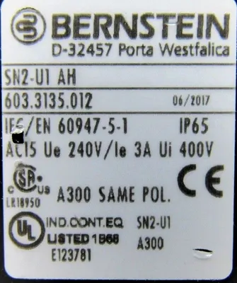 NEW BERNSTEIN 603-3135-012 LIMIT SWITCH SN2-U1-AH 6033135012