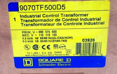 NEW SEALED SQUARE D 9070TF500D5 INDUSTRIAL CONTROL TRANSFORMER