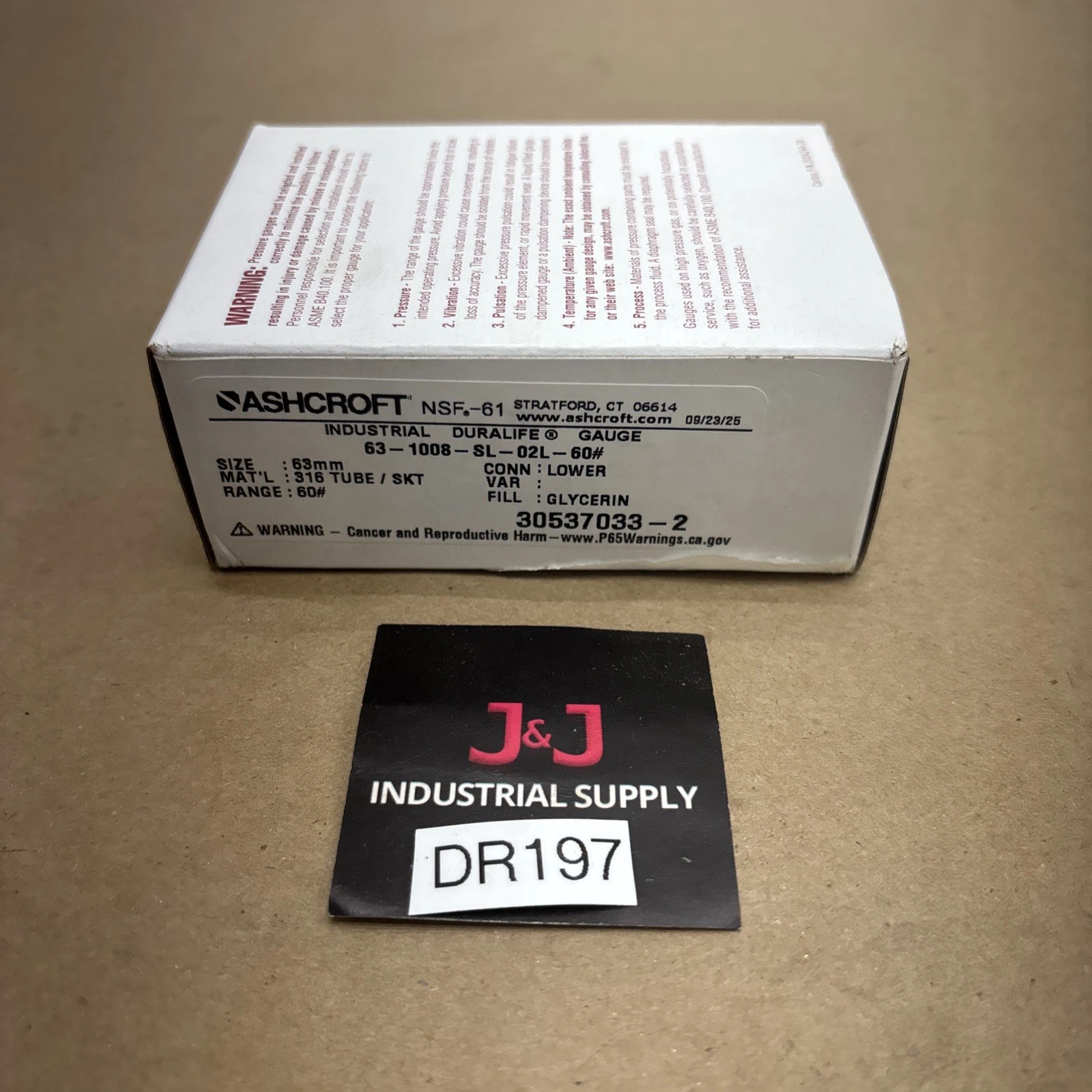 NEW Ashcroft 63-1008-SL-02L-60#