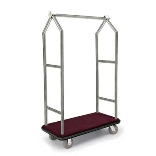 Forbes Industries Luggage Cart w/ Carpeted Deck - 43 1/2"L x 22"W x 69 1/2"H, Satin Diamond Textured Steel (2543-DT)