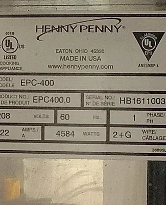 USED HENNY PENNY EPC-400